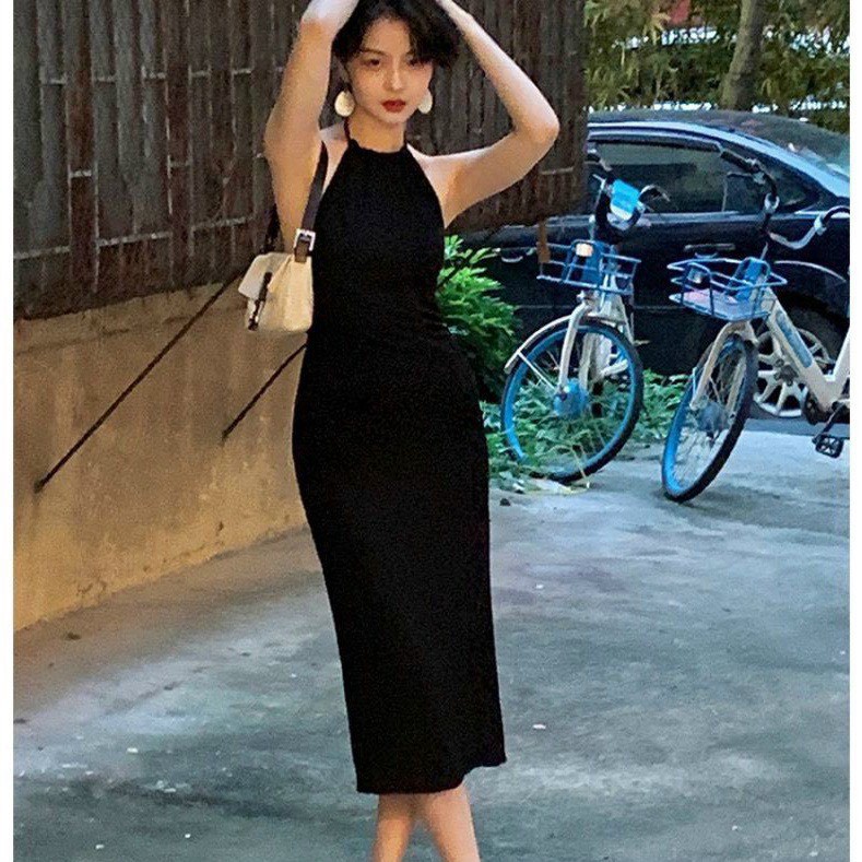 đầm yếm luồn dây cổ thun gân có mút ngk