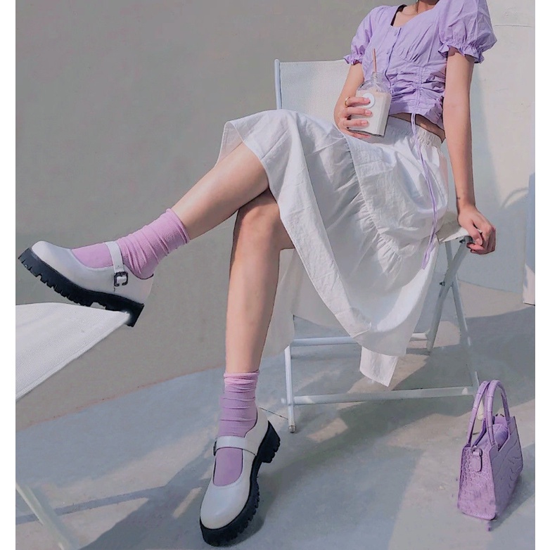 📛 RẺ VÔ ĐỊCH 📛 Tất vớ cao cổ màu trắng đen trơn xếp ly hot trend phong cách hàn quốc