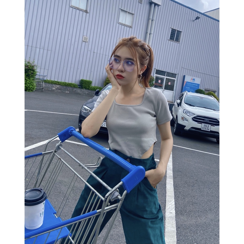 Áo Croptop cổ tròn Cut Out Thời Trang Hàn Quốc mẫu 408 | BigBuy360 - bigbuy360.vn