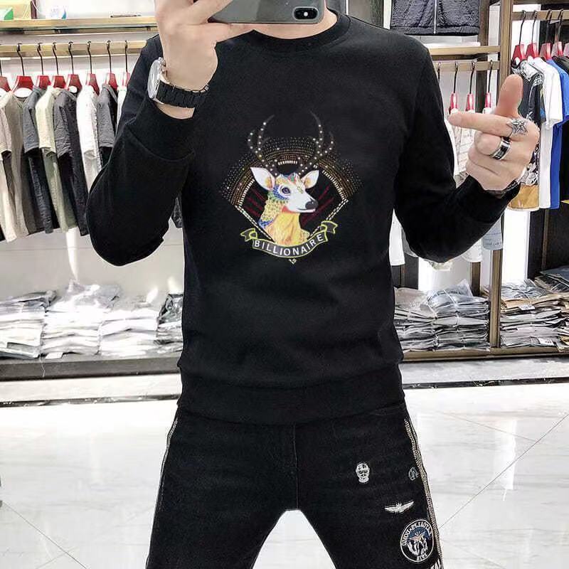 Áo Sweater Mỏng Cổ Tròn Dài Tay Plus Size Thời Trang Thu Đông Dành Cho Nam