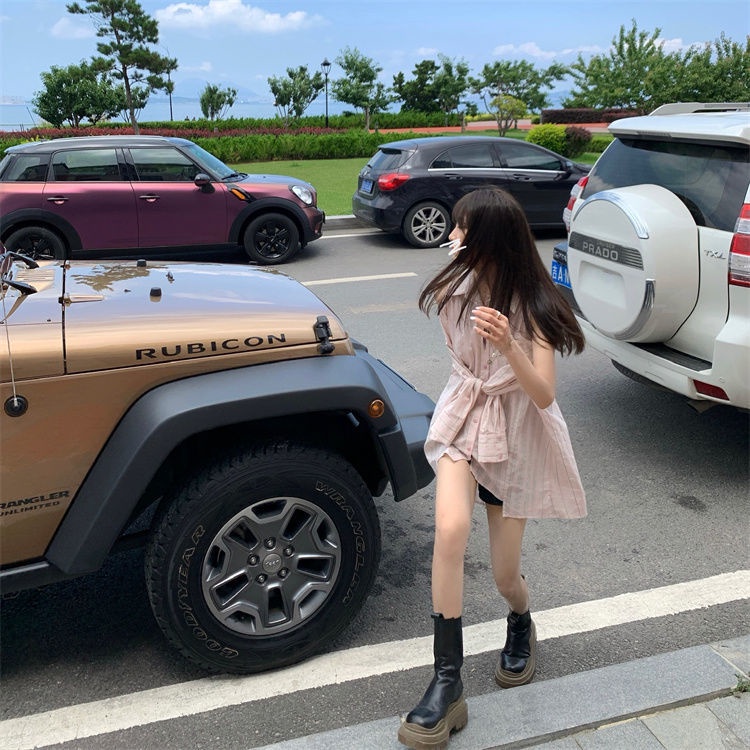 Áo Sơ Mi Kẻ Sọc Hở Vai Đính Nơ Xinh Xắn Cho Nữ