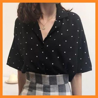 Sơ mi nữ cổ vest  chấm bi  [TTBK]