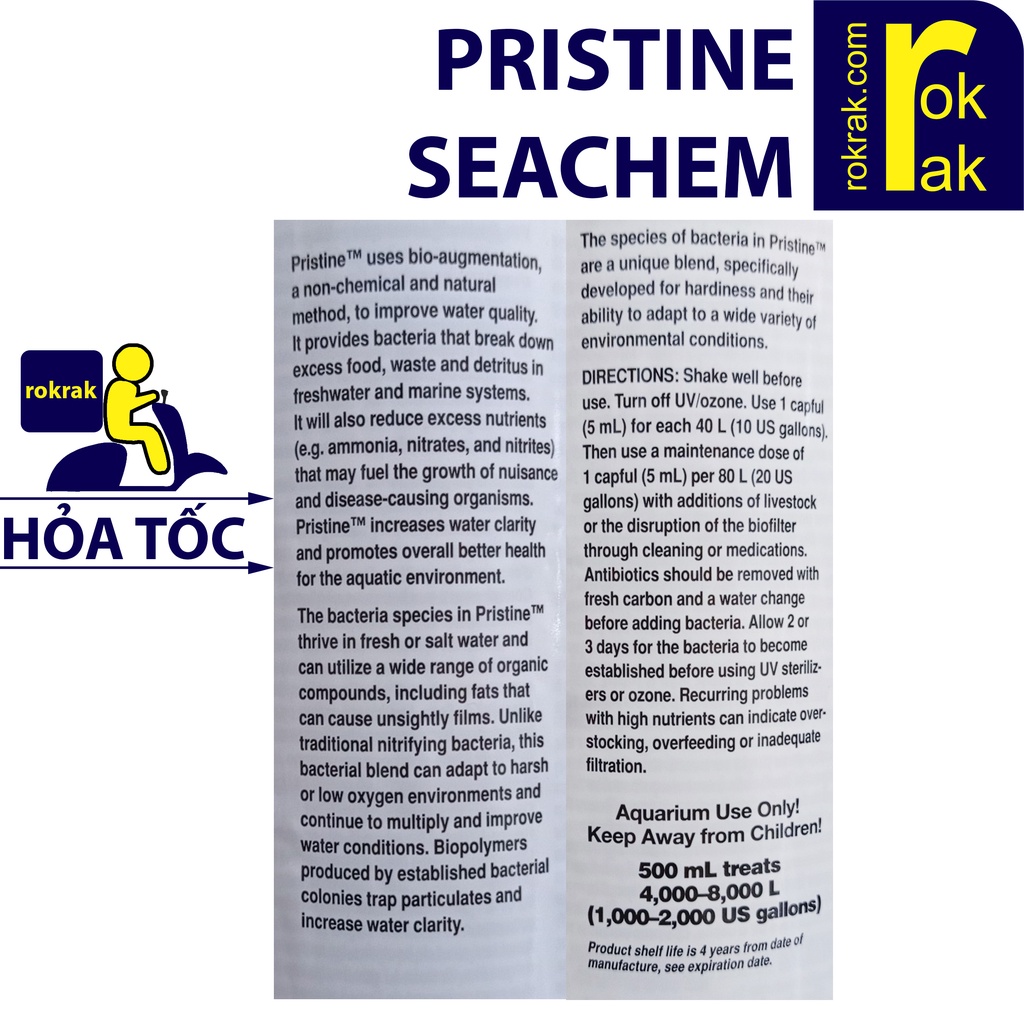 Seachem Pristine 500ml 1L  vi sinh sống chuyên dụng lọc phân hủy hồ cá thủy sinh