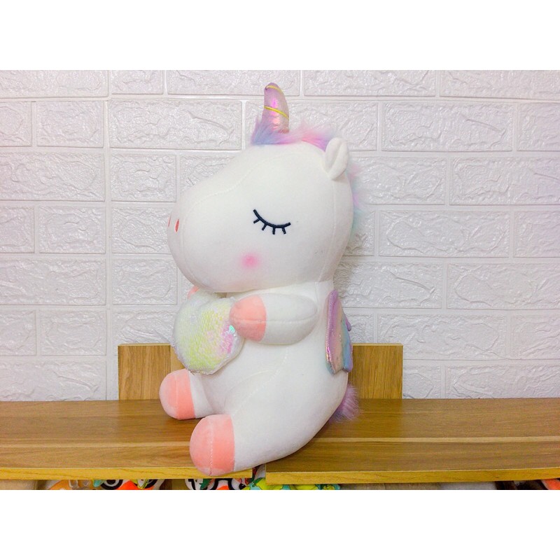 Gấu bông kỳ lân ôm tim màu hồng cute chất miniso 🦄🦄