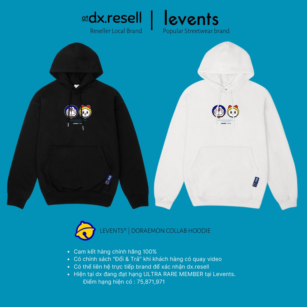 Áo Khoác LEVENTS® | DORAEMON COLLAB HOODIE   Hàng Chính Hãng