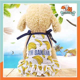 Đầm Dây Xòe Bãi Biển Nhiệt Đới Trái Chuối cho Chó Mèo Thú Cưng Bonjour Pet Sài Gòn