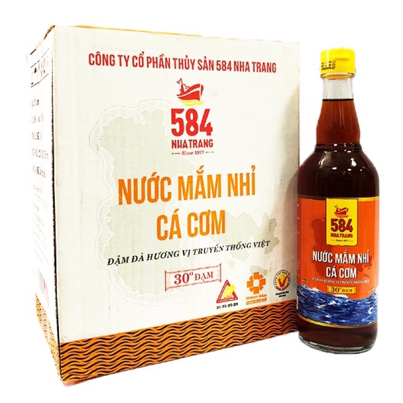 THÙNG 6 CHAI NHỰA NƯỚC MẮM 584 NHA TRANG 30 ĐỘ ĐẠM 500ML