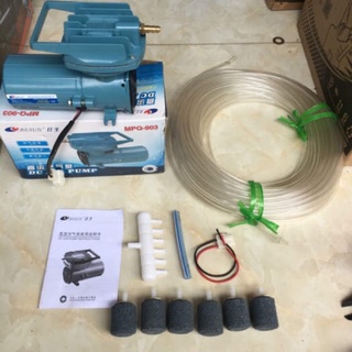 Combo máy sủi khí oxy resun mpq-903 chạy bằng bình ắc quy +12m dây oxi và 6 cuc sủi 12v. phụ kiện hồ cá máy sủi khó oxy