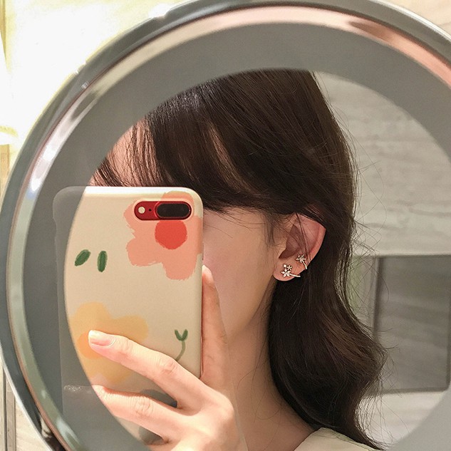 Khuyên tai bạc nữ hình hoa, Hoa tai cao cấp kẹp vành tai, đính đá TUNA SILVER CAM KẾT CHUẨN BẠC