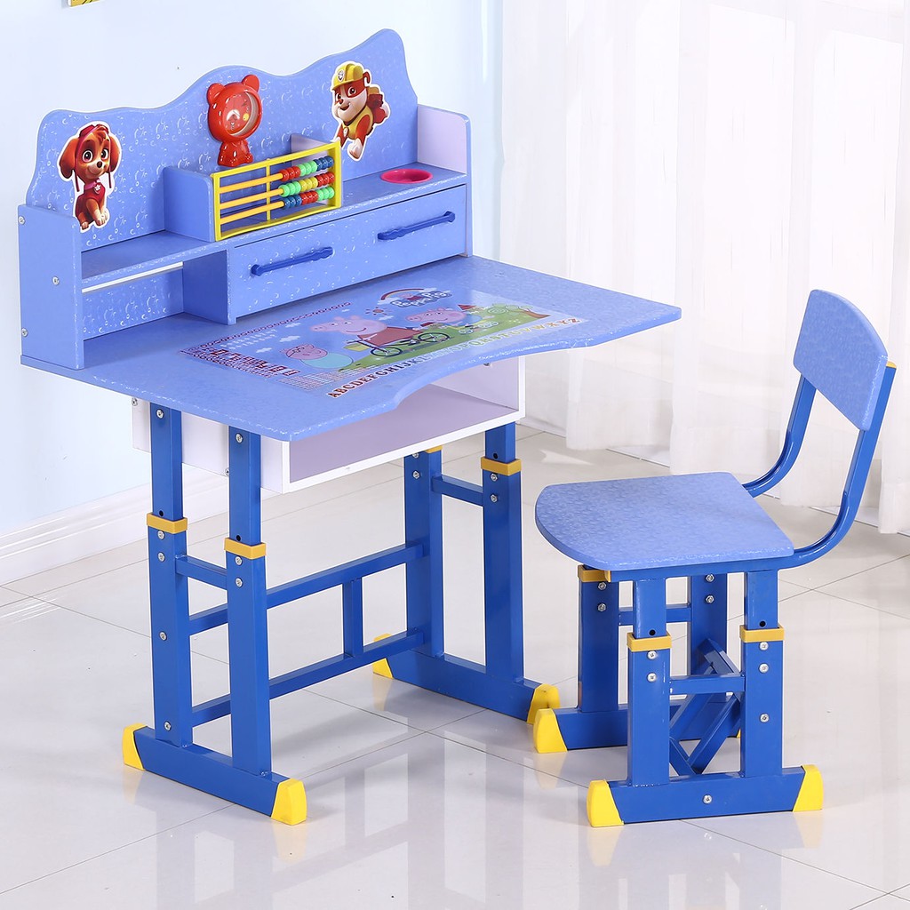✚℗Bàn, bàn học và viết bài tập cho trẻ em, tủ sách sinh tiểu học, bộ combo giá ghế có thể nâng lên hạ xuống
