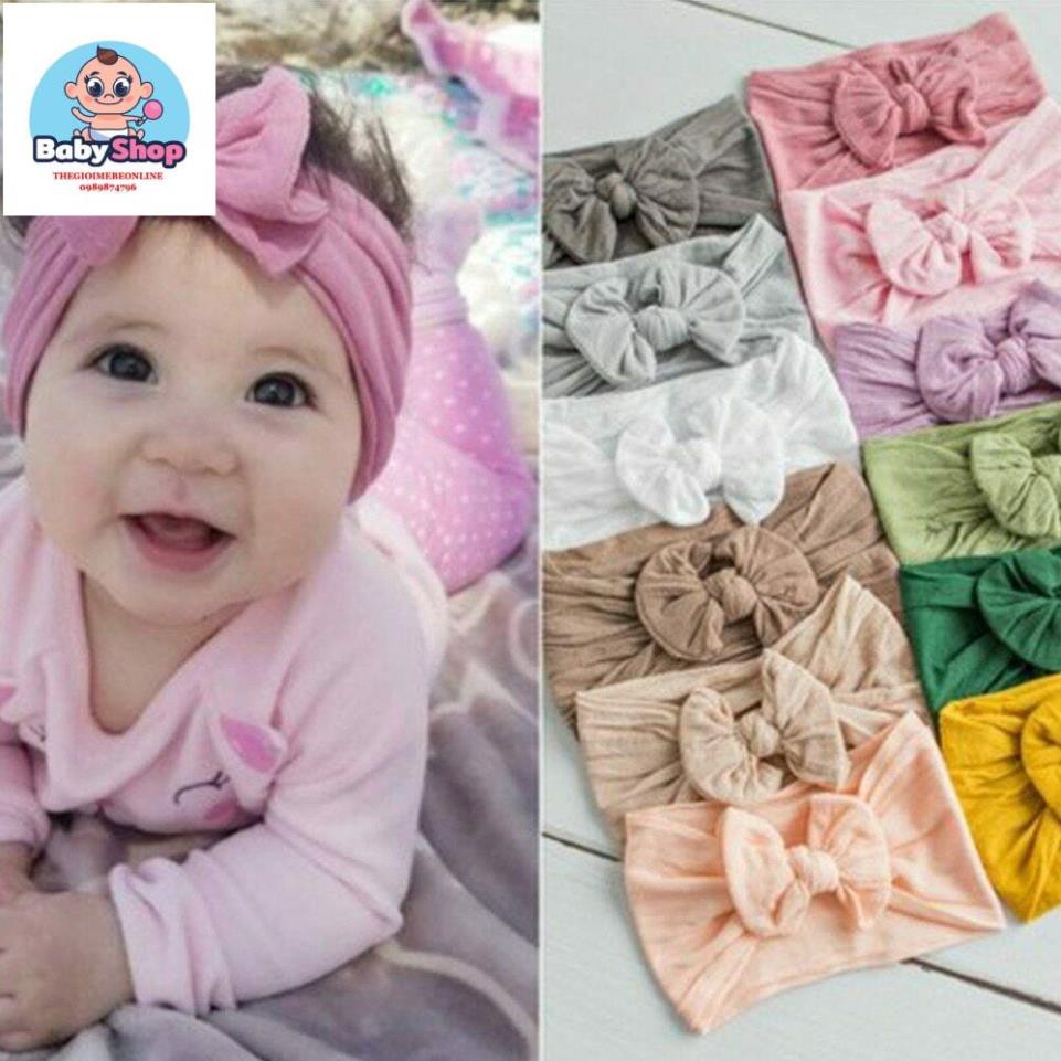 Băng đô, turban hình nơ vải thun, siêu mềm cho bé gái sơ sinh