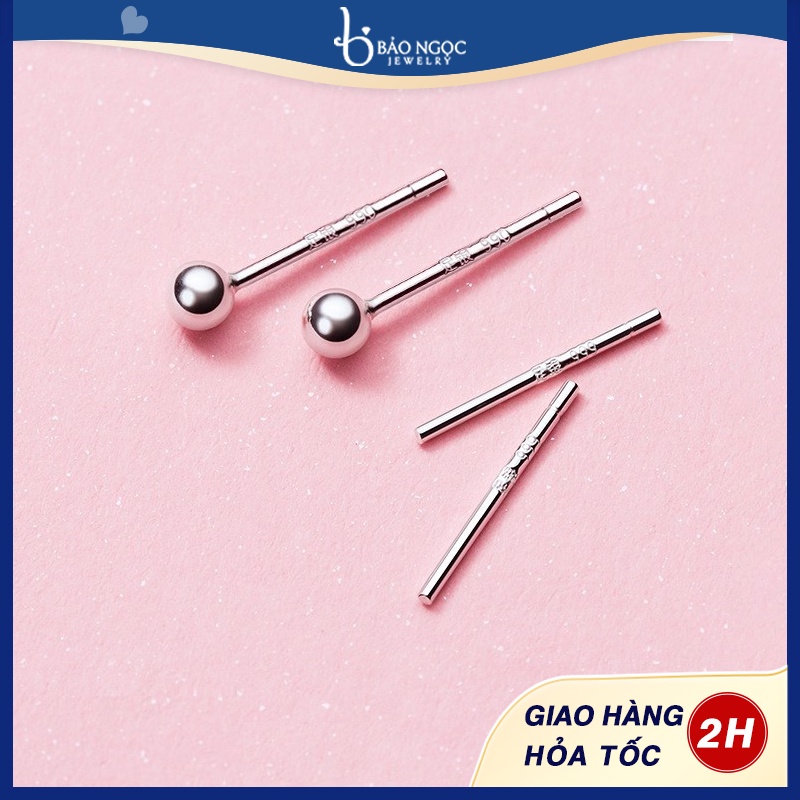 Bông Tai Bạc Nữ Cá Tính Dáng Tròn Cho Nam Nữ 3MM (1 Đôi) - Bảo Ngọc Jewelry b2546