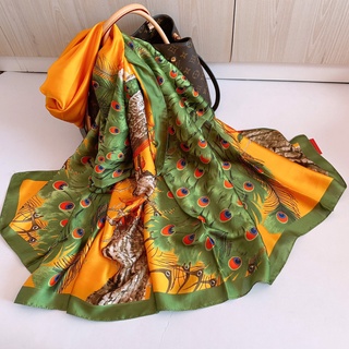 Khăn lụa hoa Khăn Choàng Lụa Dài Thời Trang Màu Xanh Cao Cấp  Linh Tây 180*90