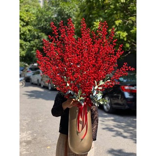 Cành Hoa Đào Đông 12 Nhánh 100cm Hàng Chuẩn Đẹp Loại 1 Hoa Giả Tết