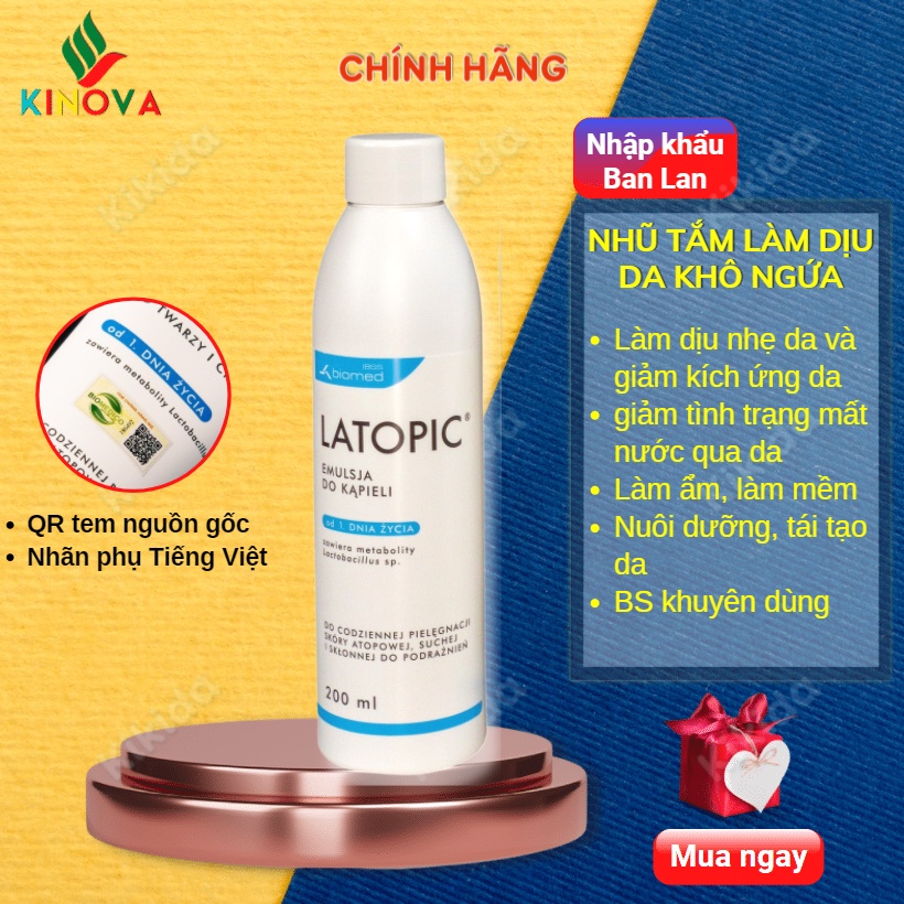 Sữa tắm chăm sóc Da khô Viêm ngứa Dị ứng Nhạy cảm LATOPIC dạng Nhũ tương làm dịu da giảm viêm ngứa 2