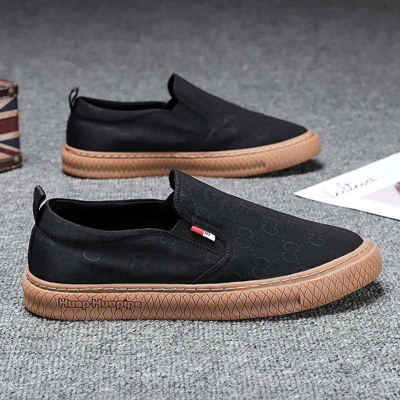 Giày Lười Canvas Cổ Thấp Màu Đen Khử Mùi Thời Trang Mùa Hè Cho Nam