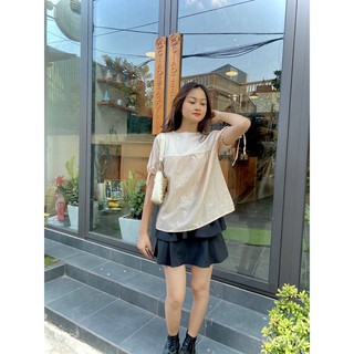 Áo sơ mi viền cổ tay cộc