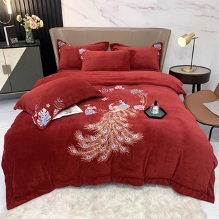 Set Chăn Ga Gối Nỉ Nhung Thêu Cao Cấp (Set 4 món )
