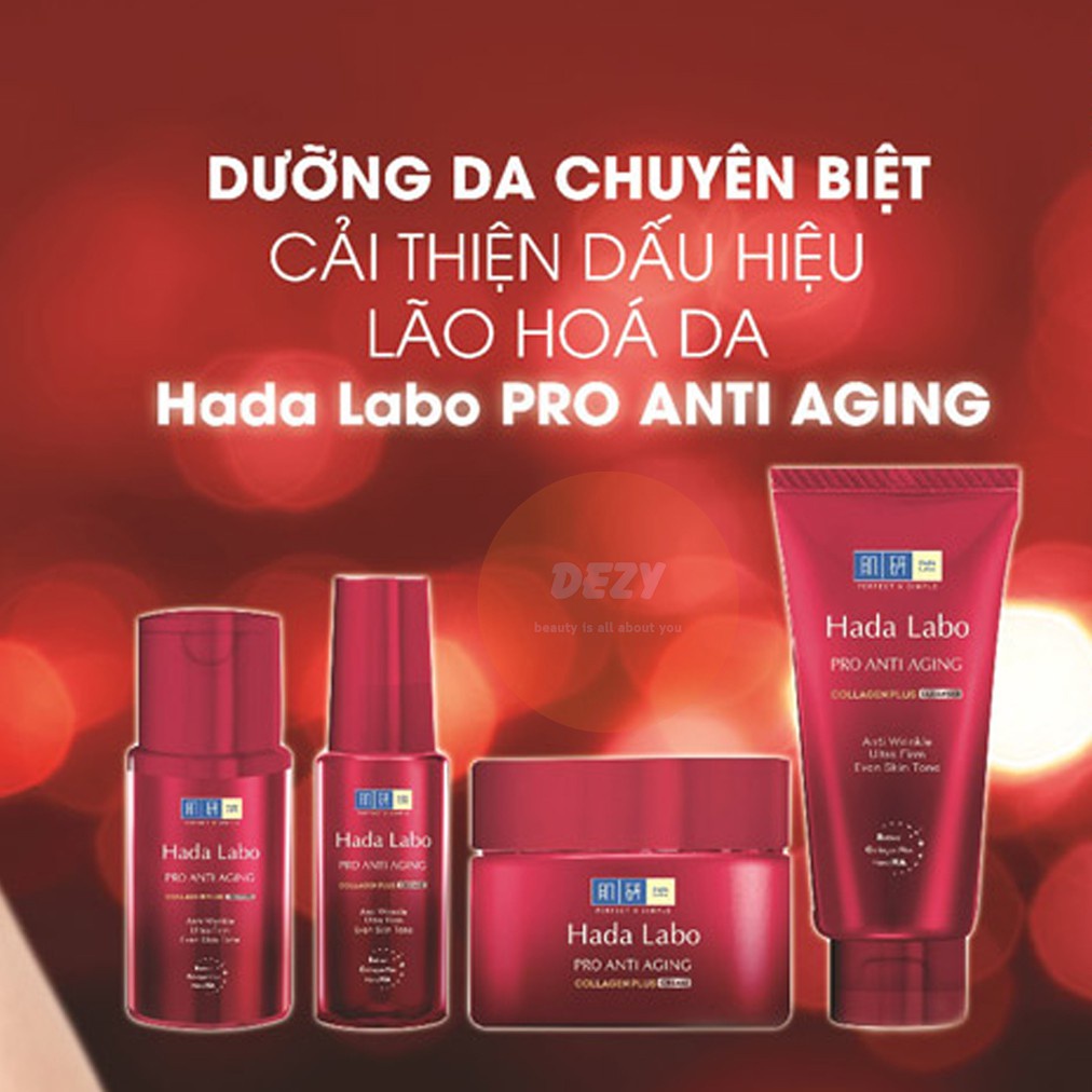 Combo Trọn bộ Hada Labo Pro Anti Aging đỏ dưỡng chuyên biệt chống lão hóa ( SRM + LOTION + TINH CHẤT + KEM ) chính hãng