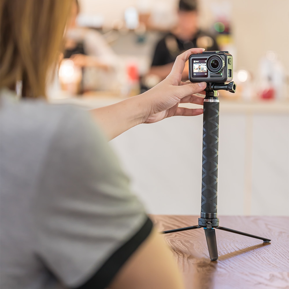TELESIN-Palo de Selfie ligero de fibra de carbono, 90cm, aleación de aluminio, trípode para GoPro Hero 9 5 6 7 8 para DJI Osmo Action Camera Ac