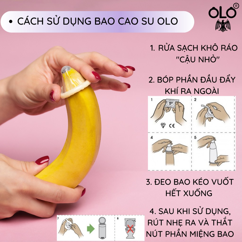 Bao cao su OLO ULTRATHIN ORAL 10 bao/hộp kéo dài thời gian tinh dầu bạc hà siêu mỏng chống tuột