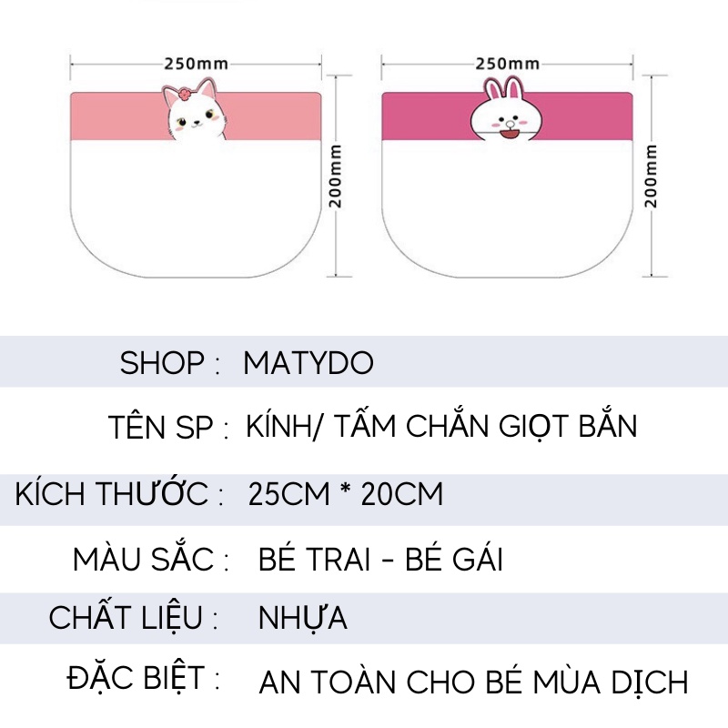 Kính tấm chắn giọt bắn cho bé màn chắn phòng dịch trẻ em che bụi an toàn cho bé trong mùa dịch