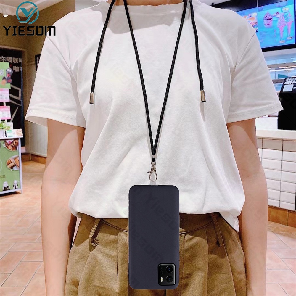 Ốp Điện Thoại TPU Mềm Màu Kẹo Có Dây Đeo Cổ Cho Vivo Y33S Y21S Y21 Y15A Y15S Y51 Y53S Y51A Y17 Y15 Y12 Y91C Y1S