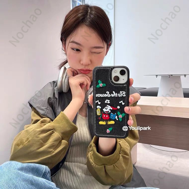 Ốp Điện Thoại Vải Denim Thêu Chữ Tiếng Anh Cho iPhone13 14ProMax 12 / 13