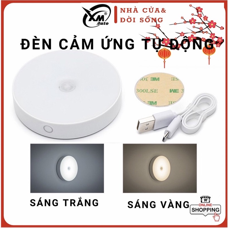 Đèn cảm ứng chuyển động XMAUTO, Đèn Led dán tường cảm biến thông minh không dây dán tủ quần áo, cầu thang, phòng ngủ...