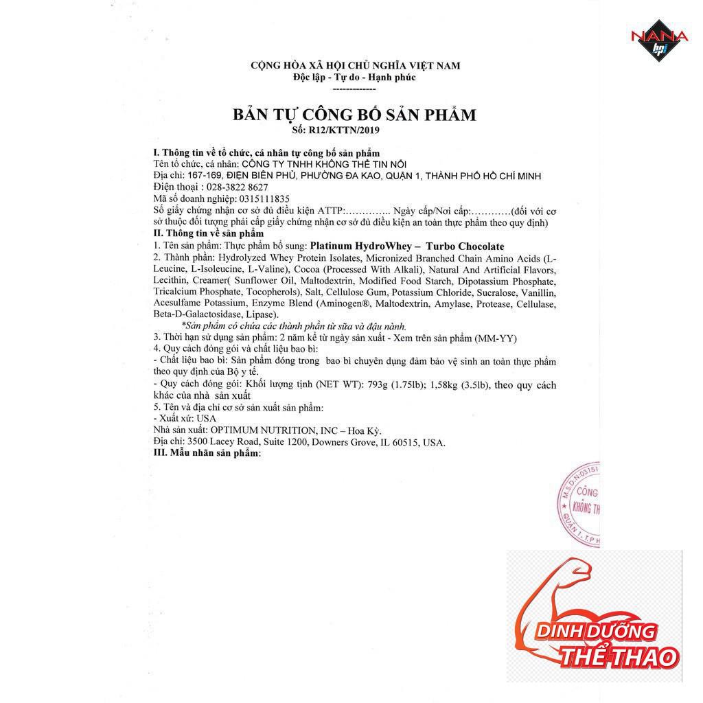 Sữa Dinh Dưỡng Tăng Cơ 100% Hydro Whey tinh khiết ON Platinum Hydro Whey 3.5 Lbs