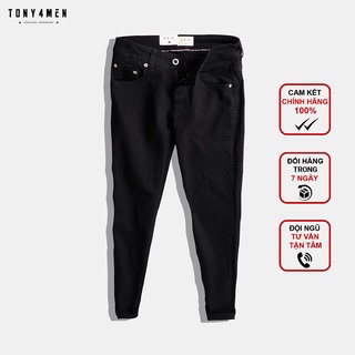 Quần Jeans Nam Chất Bò Đẹp Local Brand TONY4MEN Form Slimfit Màu Đen QJ1027
