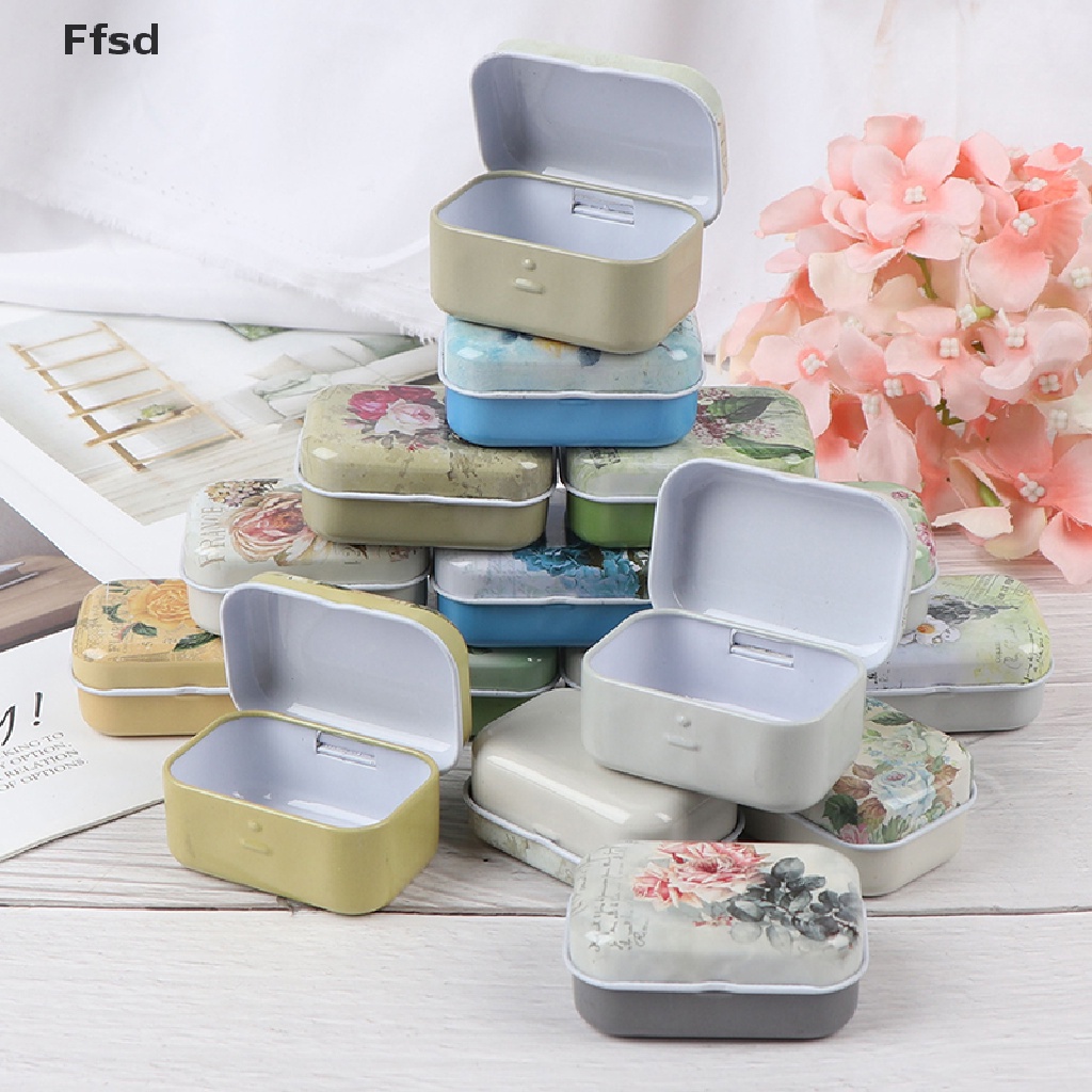 {Ffsd} Hộp Thiếc Mini Hình Chữ Nhật Nhỏ Đựng Trang Sức / Đồng Xu / Đồ Trang Sức Bán Chạy