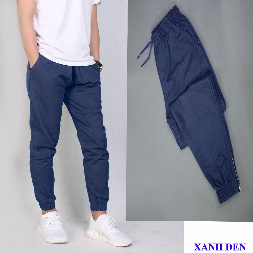 QUẦN JOGGER KAKI CO GIẢN, KHÓA ZIP CÁ TÍNH