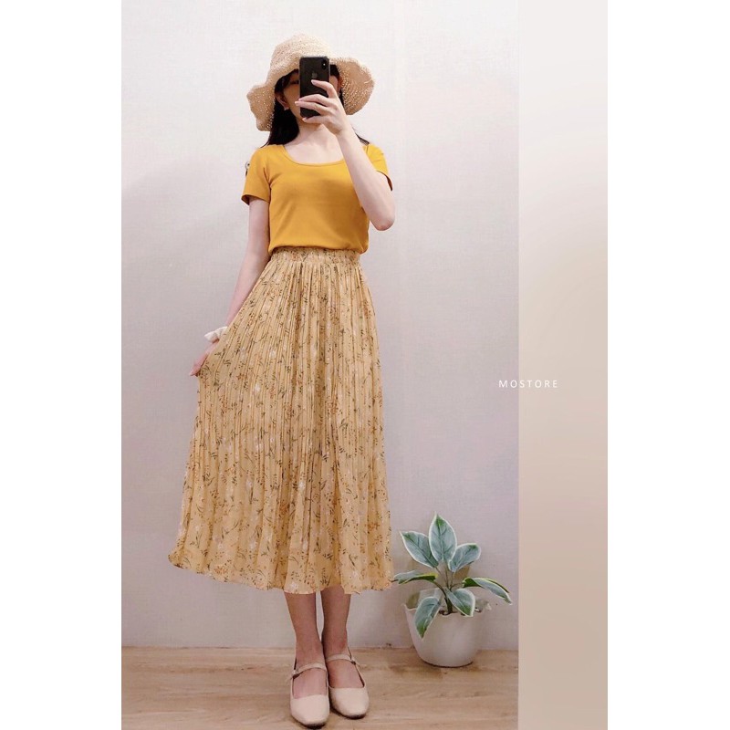 Chân váy midi hoa nhí (Ảnh thật MO chụp)