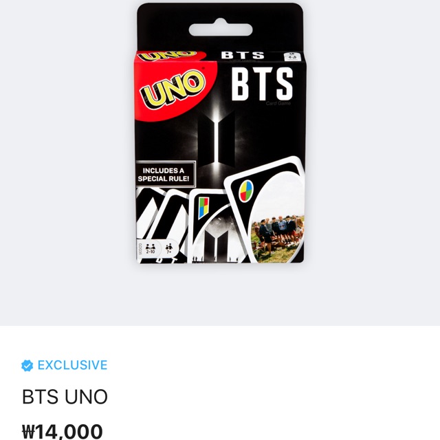 Bộ bài BTS UNO OFICIAL (Hàng có sẵn)
