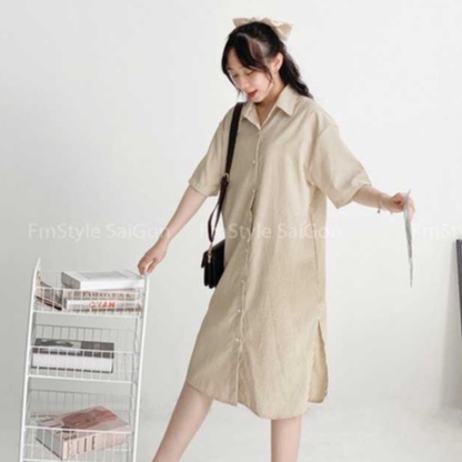 Đầm sơ mi tay ngắn xẻ lai kẻ ullzang thời trang nữ VM STYLE 5150 - 22SU05N161201 | BigBuy360 - bigbuy360.vn