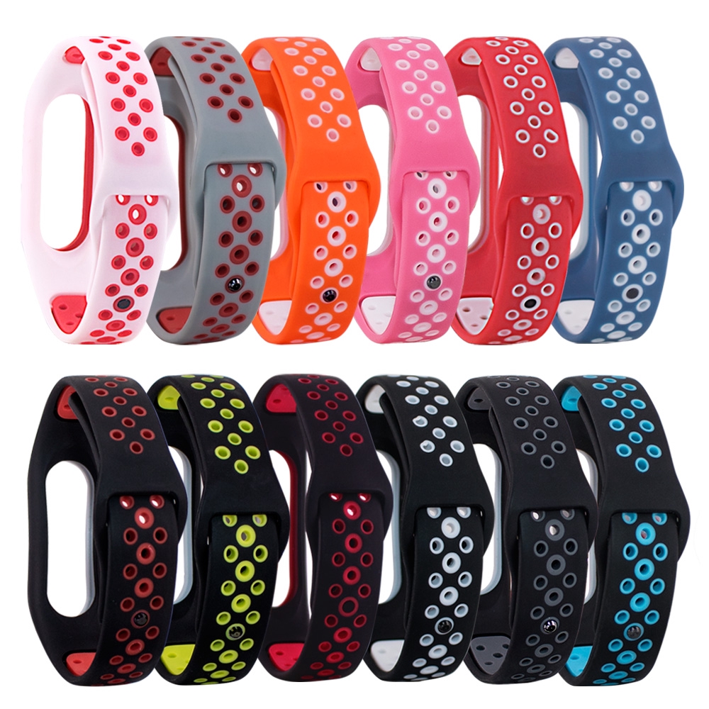 Dây Đeo Thay Thế Chất Liệu Silicon Màu Trơn Cho Xiaomi Mi Band 2  Band2 strap