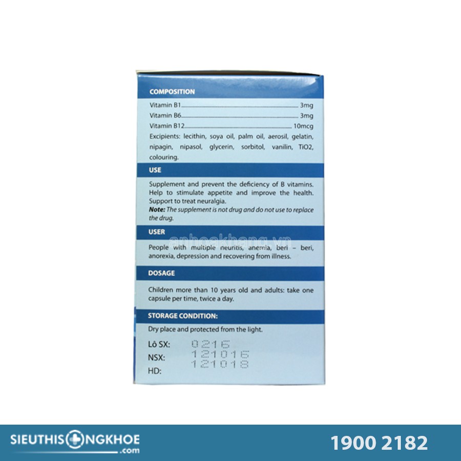Vitamin 3B (USAPHA) (Hộp 10 Vỉ x 10 Viên) | BigBuy360 - bigbuy360.vn