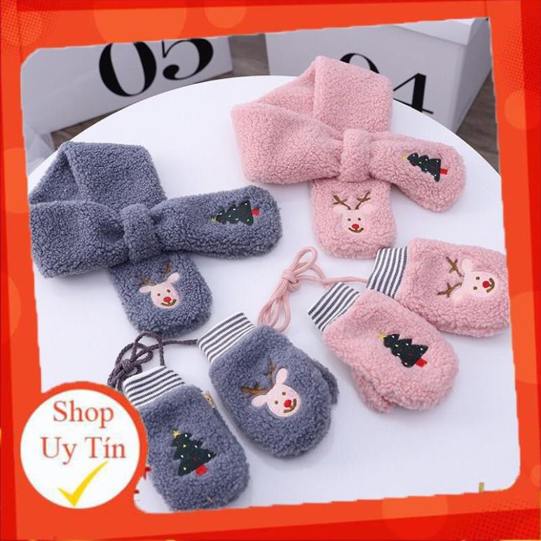 Set khăn quàng cổ và găng tay dành cho bé chất liệu len lông ấm áp mùa đông M21