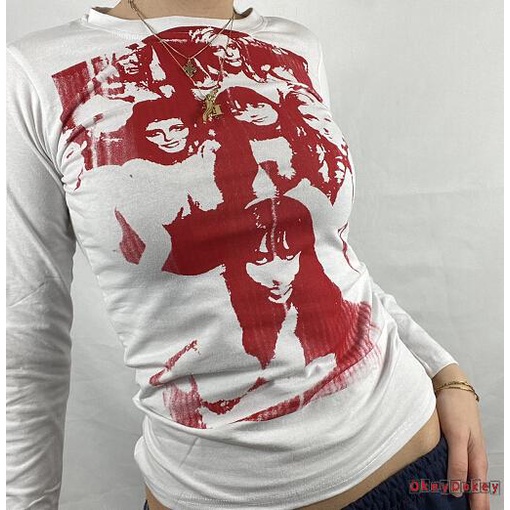 Áo thun ôm dài tay in họa tiết vui nhộn thời trang hè cho nữ