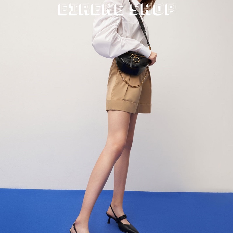 Túi Bao Tử CNK Túi CK Bụng Bản Ba Dây Đeo Hình Bán Nguyệt Có Nếp Nhăn Wrinkled Effect Half-Moon Crossbody Bag