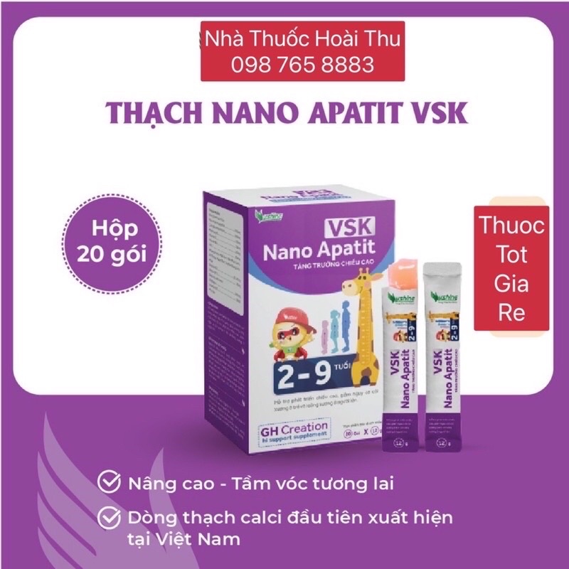 Thạch Canxi - Growth Nano Apatit VSK ,hỗ trợ phát triển chiều cao cho bé