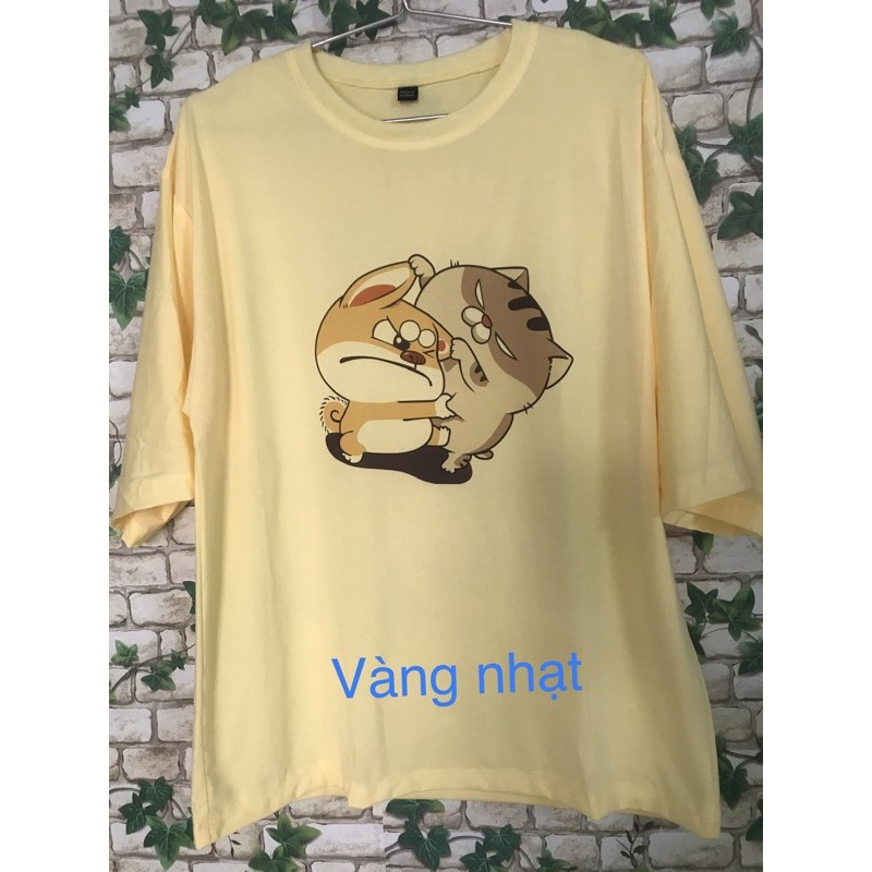 ÁO THUN NAM NỮ TAY LỠ IN HÌNH MÈO NHÉO CHÓ | BigBuy360 - bigbuy360.vn