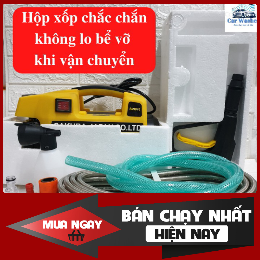 Máy rửa xe sakura áp lực cao công nghệ nhật bản 2021  Máy rửa xe mini - Sakura 2500W - Tặng bình bọt