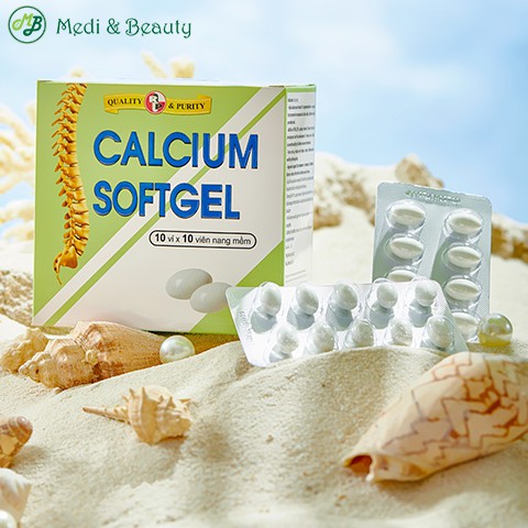 Combo 2 hộp Canxi - Vitamin D3, tăng chiều cao, ngừa loãng xương Calcium Softgel  hộp 100 viên
