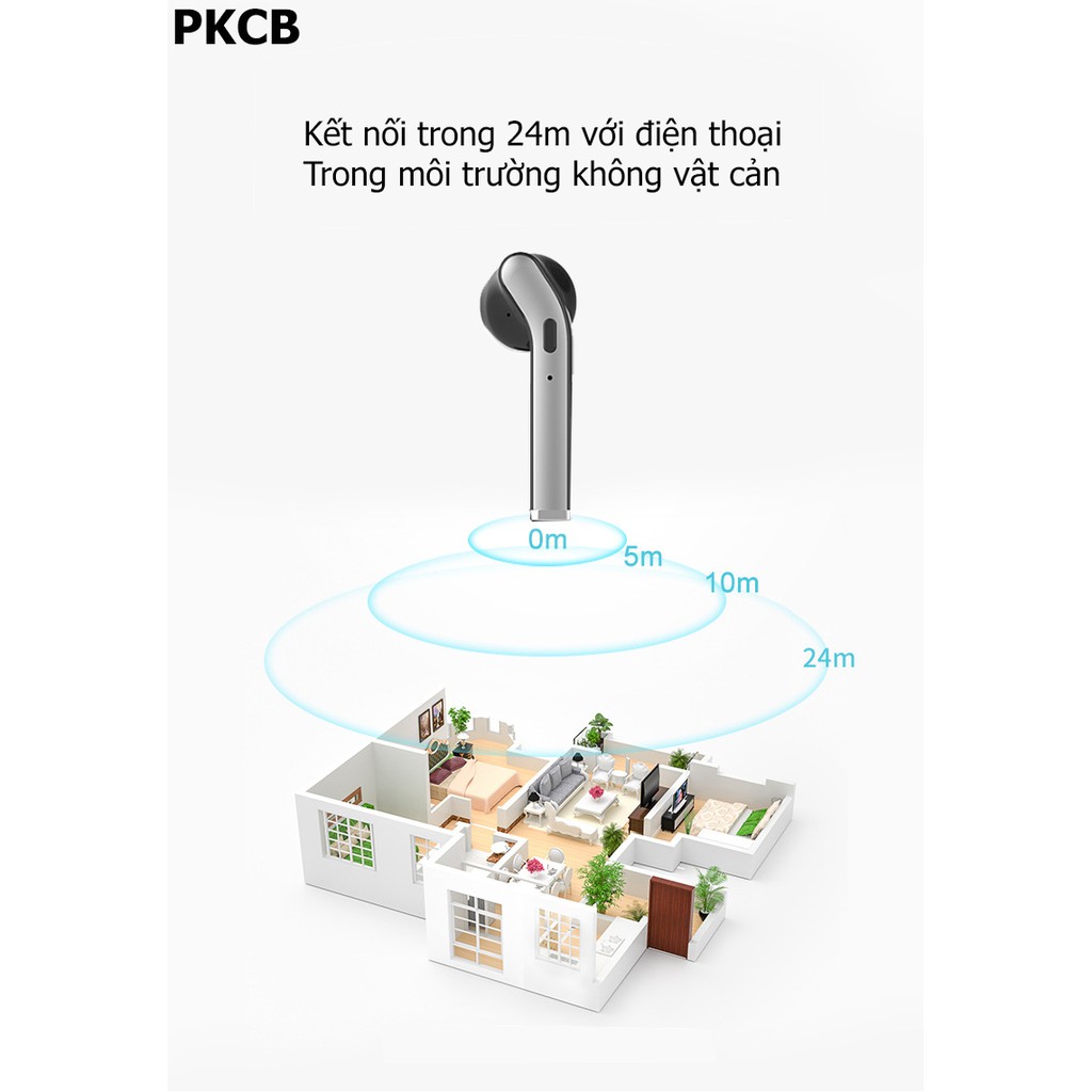 Tai nghe nhét tai TWS Bluetooth 5.0 pin 4 đến 8 Giờ PKCB79 Đen Hàng Chính Hãng