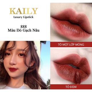 Màu đỏ gạch nâu - son kem kaily luxury lipstick - son môi lì, bền màu, lâu trôi, mềm mịn môi - son kaily cosmetic