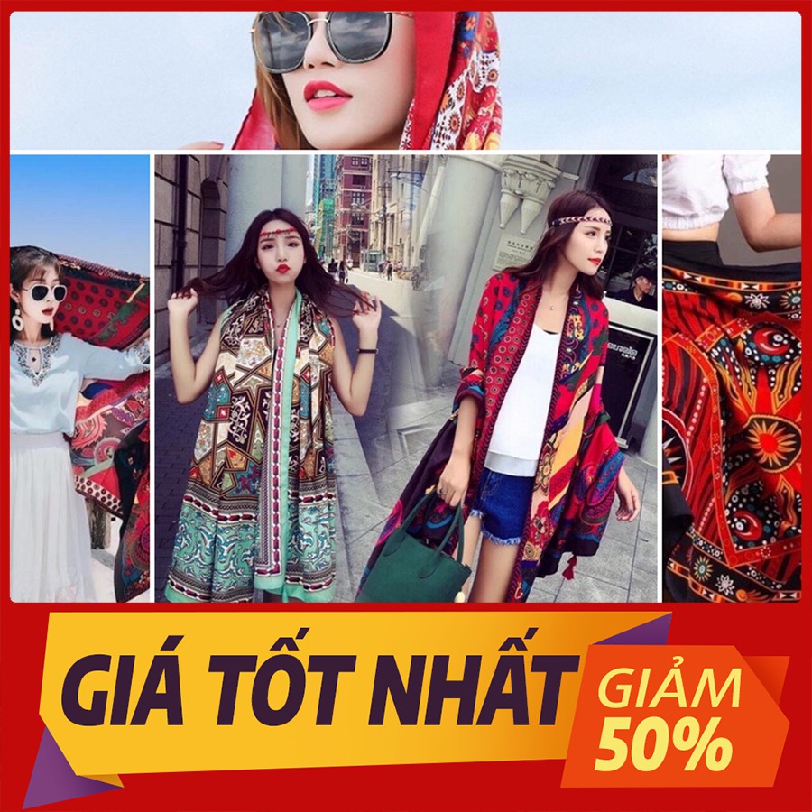 [HÀNG LOẠI 1]_Khăn Choàng Boho Vintage Họa Tiết Thổ Cẩm Đi Biển 1001 Công Dụng Hot Trend 2020