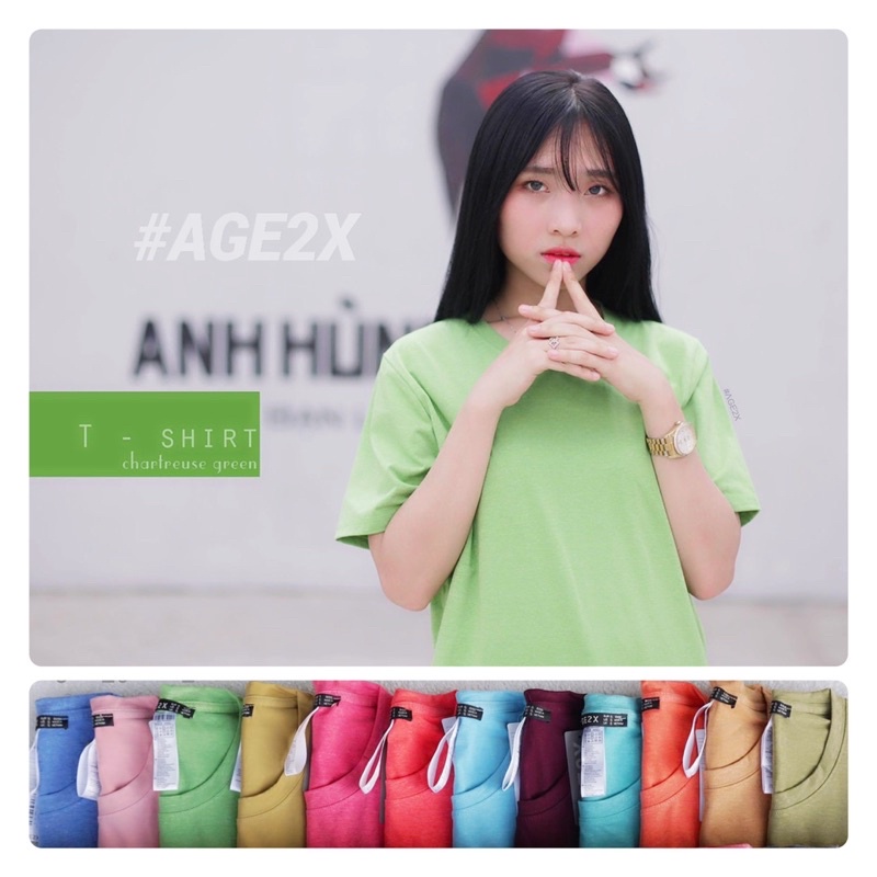 5 màu tone xanh Áo thun đốm trơn AGE2X siêu mát, siêu co giãn, siêu bền bỉ, chống nhăn, hiệu ứng đốm lạ mắt, Unisex