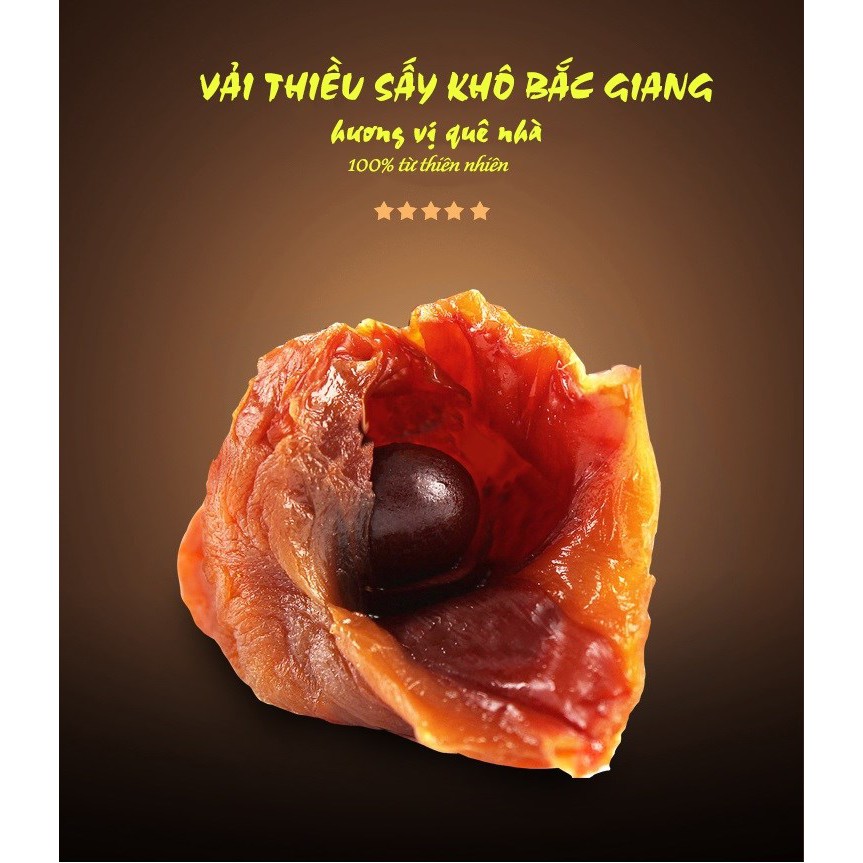 Vải thiều sấy khô Vinafruits (túi 500g) Đồ ăn vặt, Món ăn đến từ quê hương